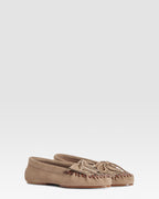 Loafers in stone calf suede leather