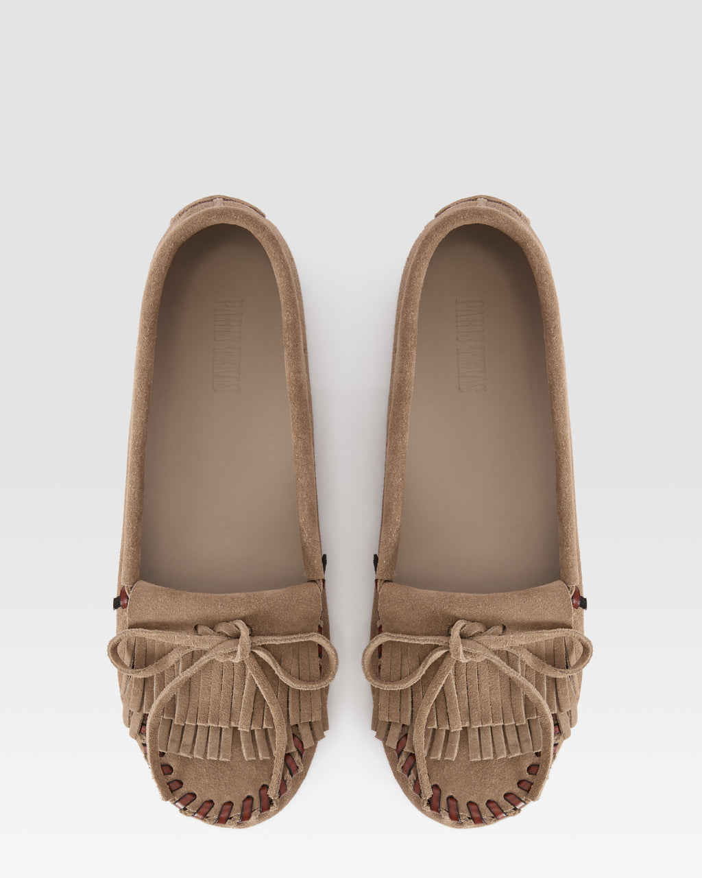 Loafers in stone calf suede leather