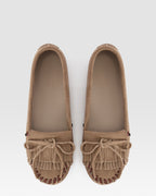 Loafers in stone calf suede leather