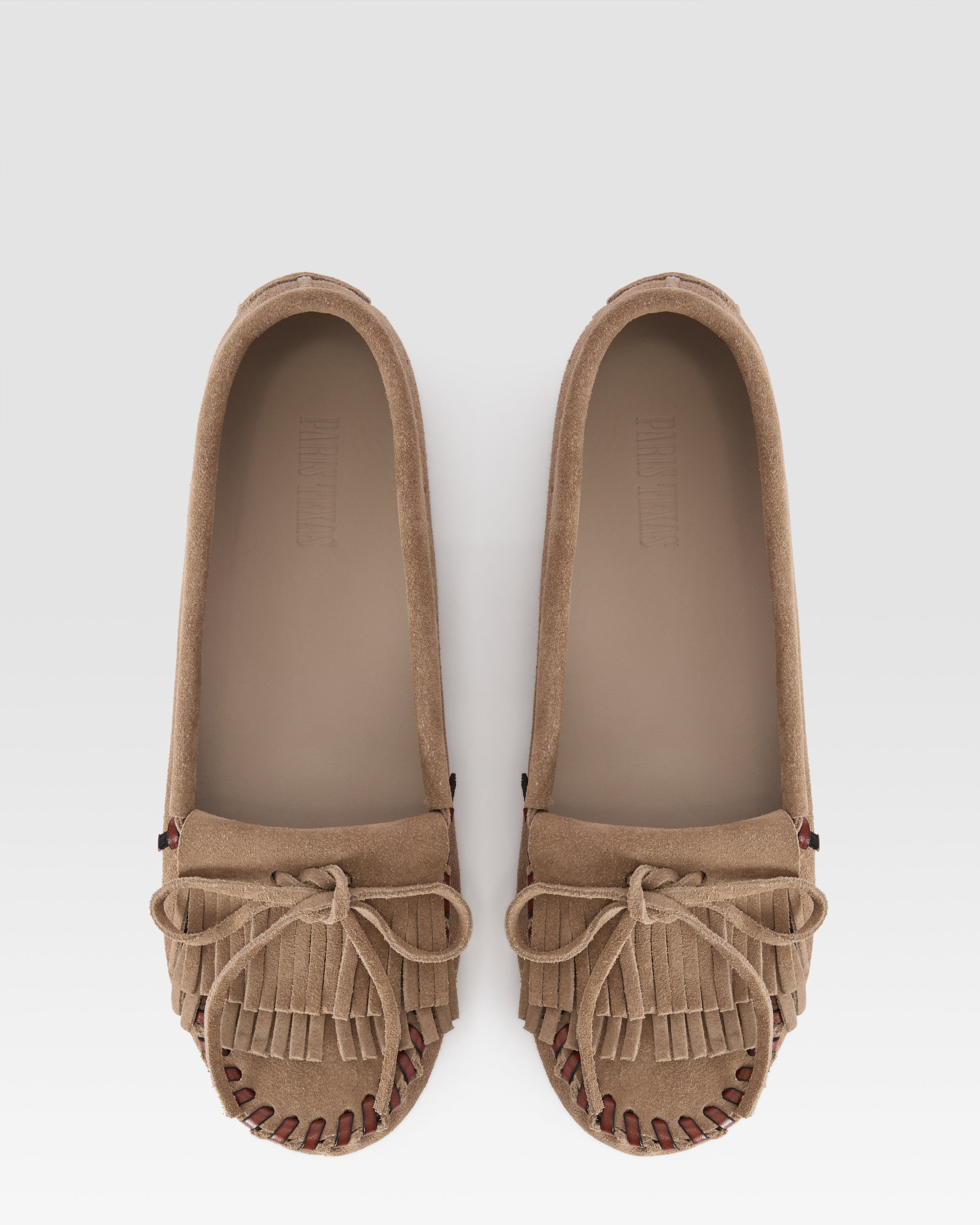 Loafers in stone calf suede leather