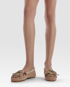 Loafers in stone calf suede leather