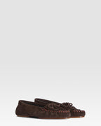 Loafers in ebony calf suede leather