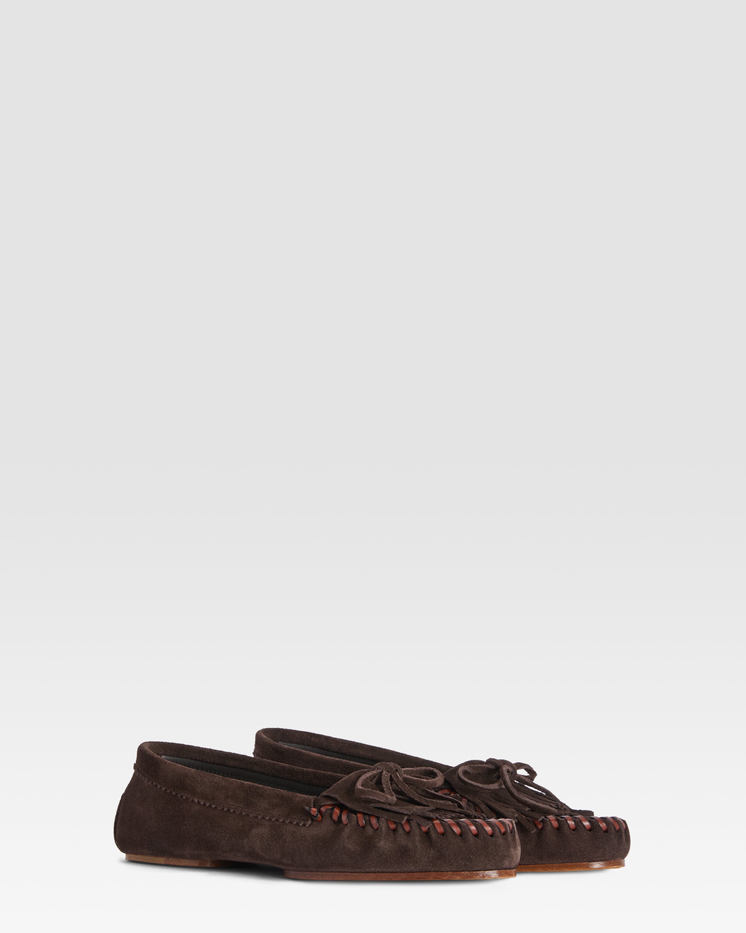 Loafers in ebony calf suede leather