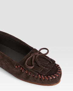 Loafers in ebony calf suede leather