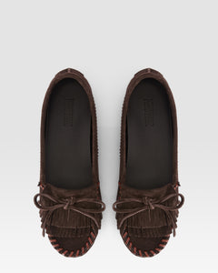 Loafers in ebony calf suede leather
