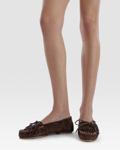 Loafers in ebony calf suede leather