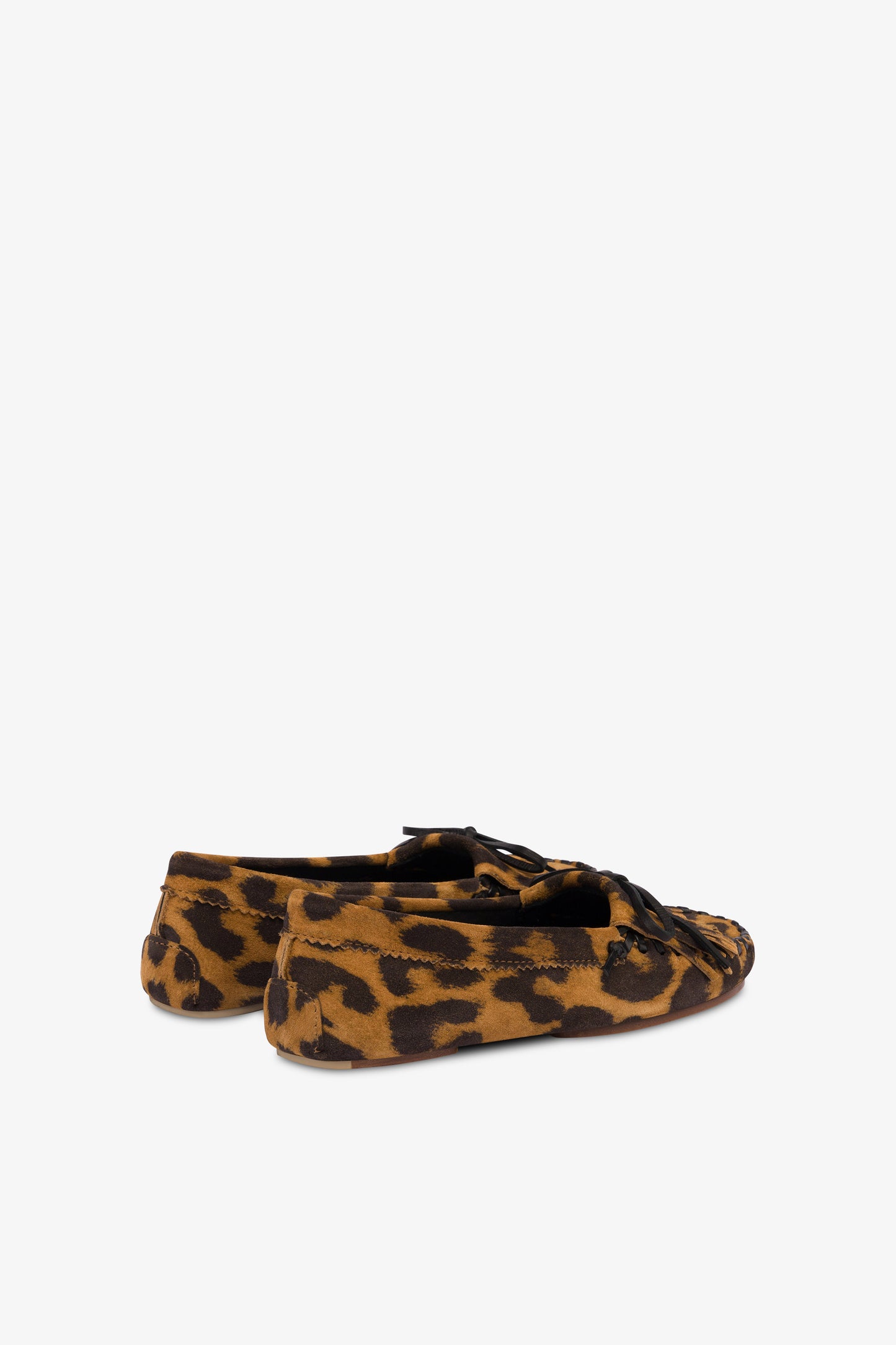 Loafers in russet leopard-print suede leather