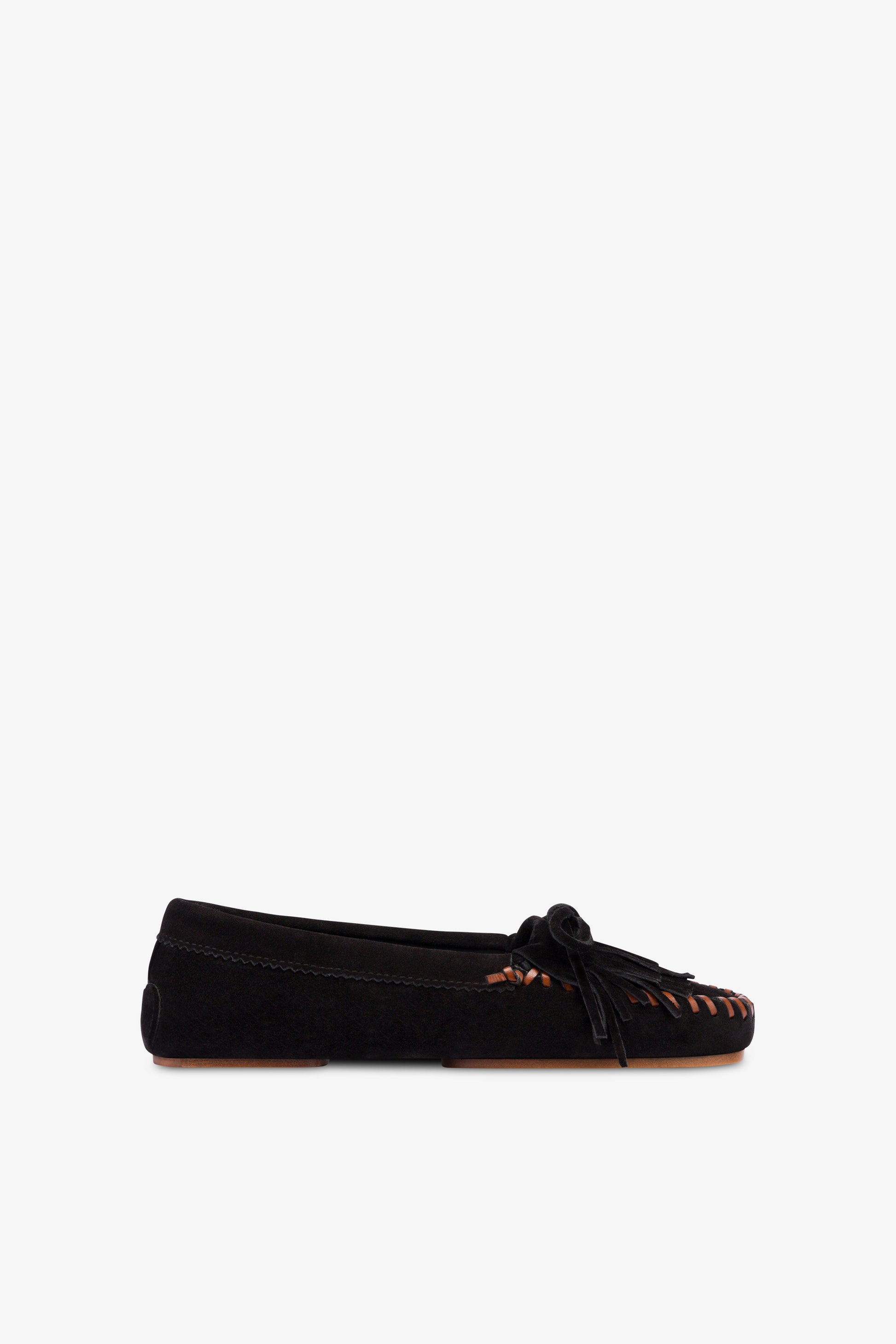 Loafers in black suede leather