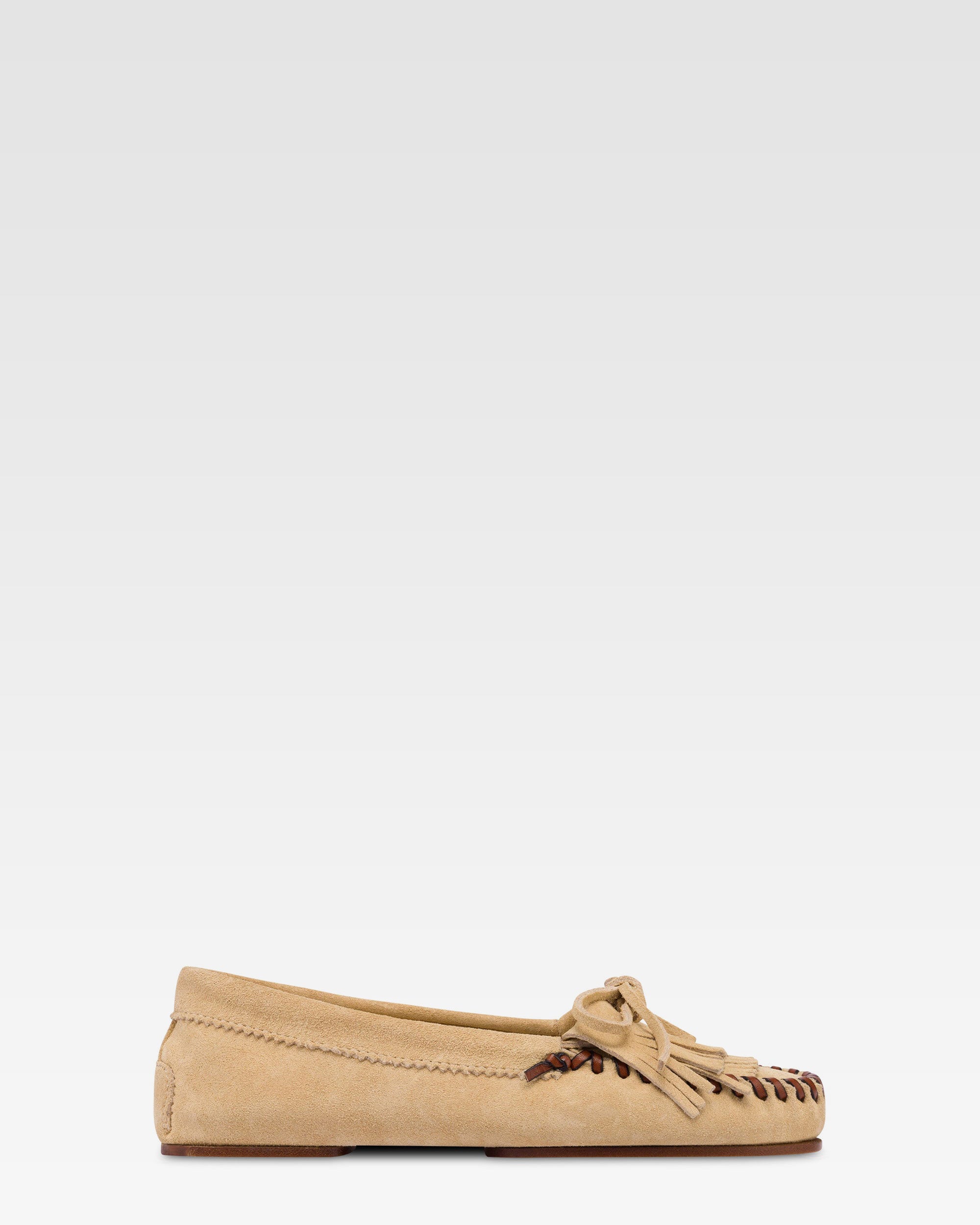 Mocassini in camoscio color ecru