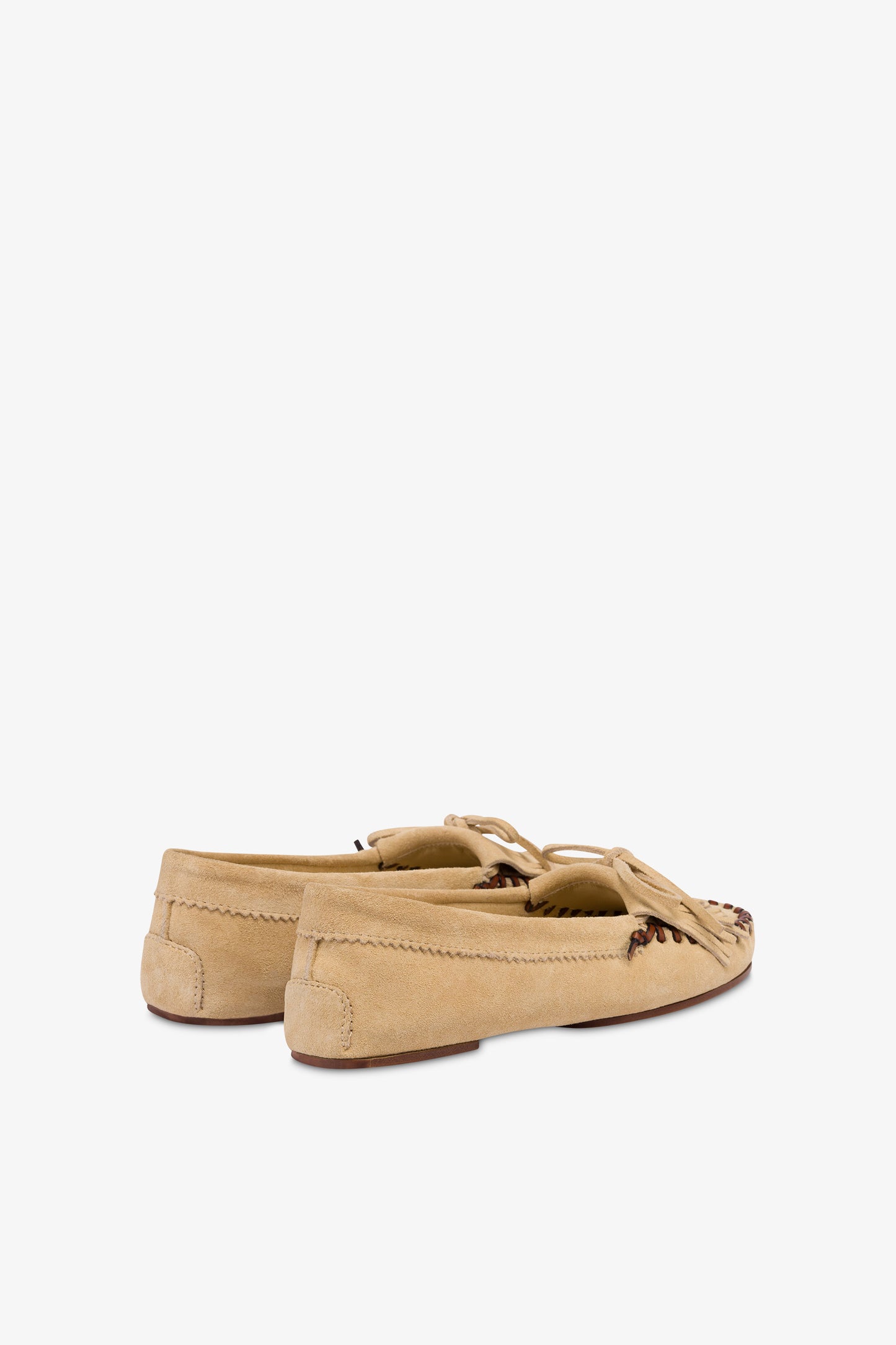 Loafers in ecru suede leather