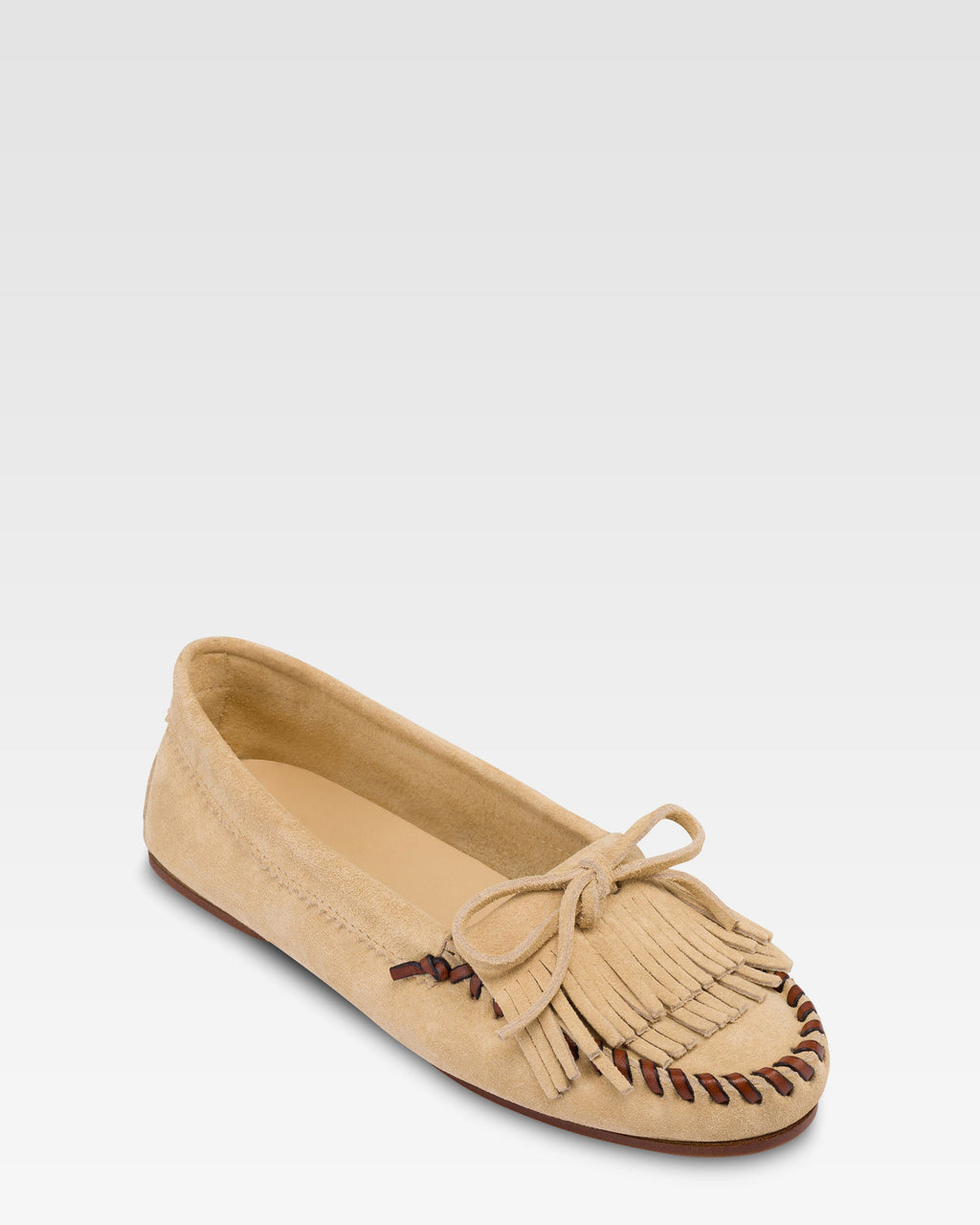 Mocassini in camoscio color ecru