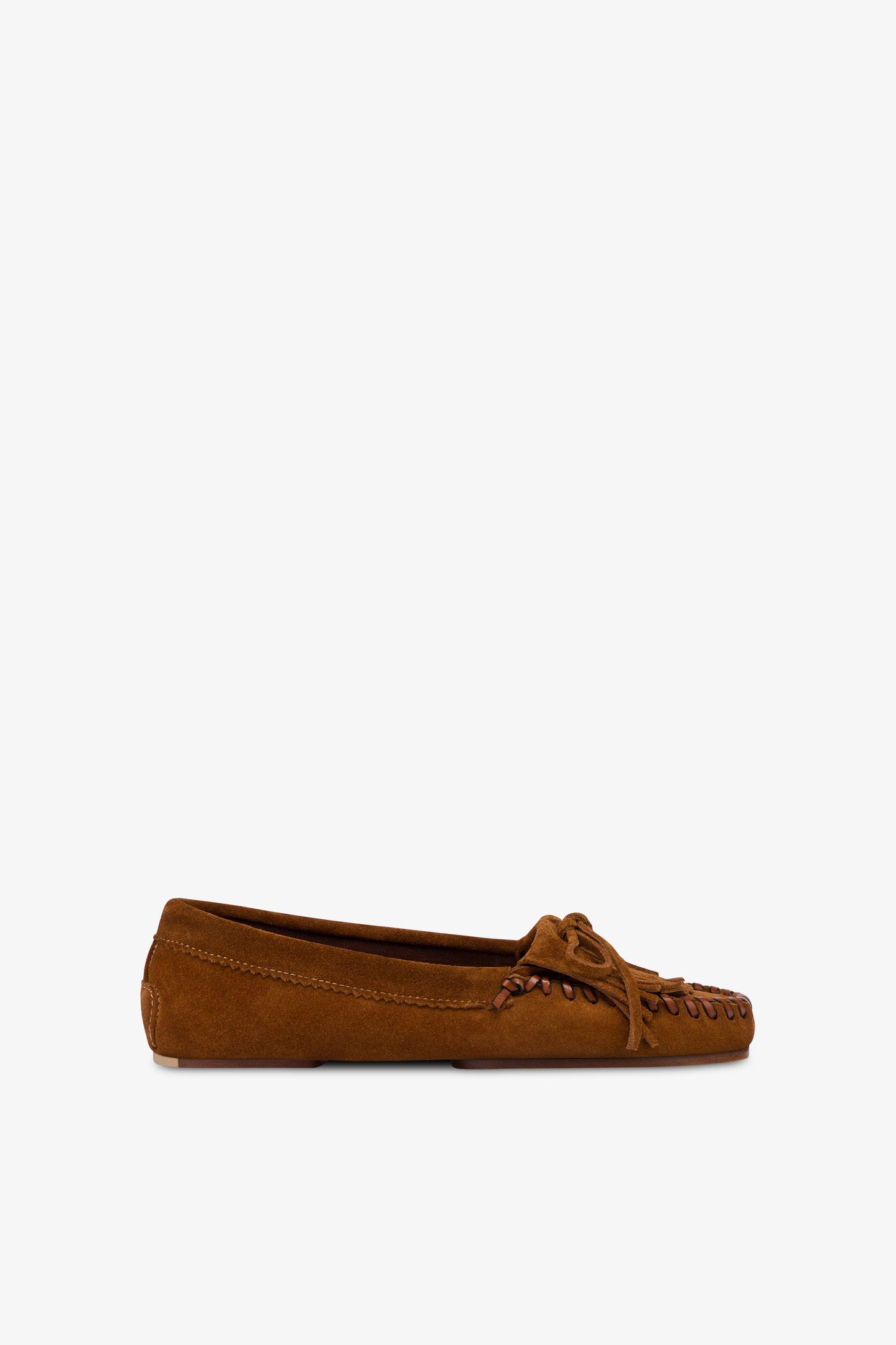 Loafers in cognac suede leather