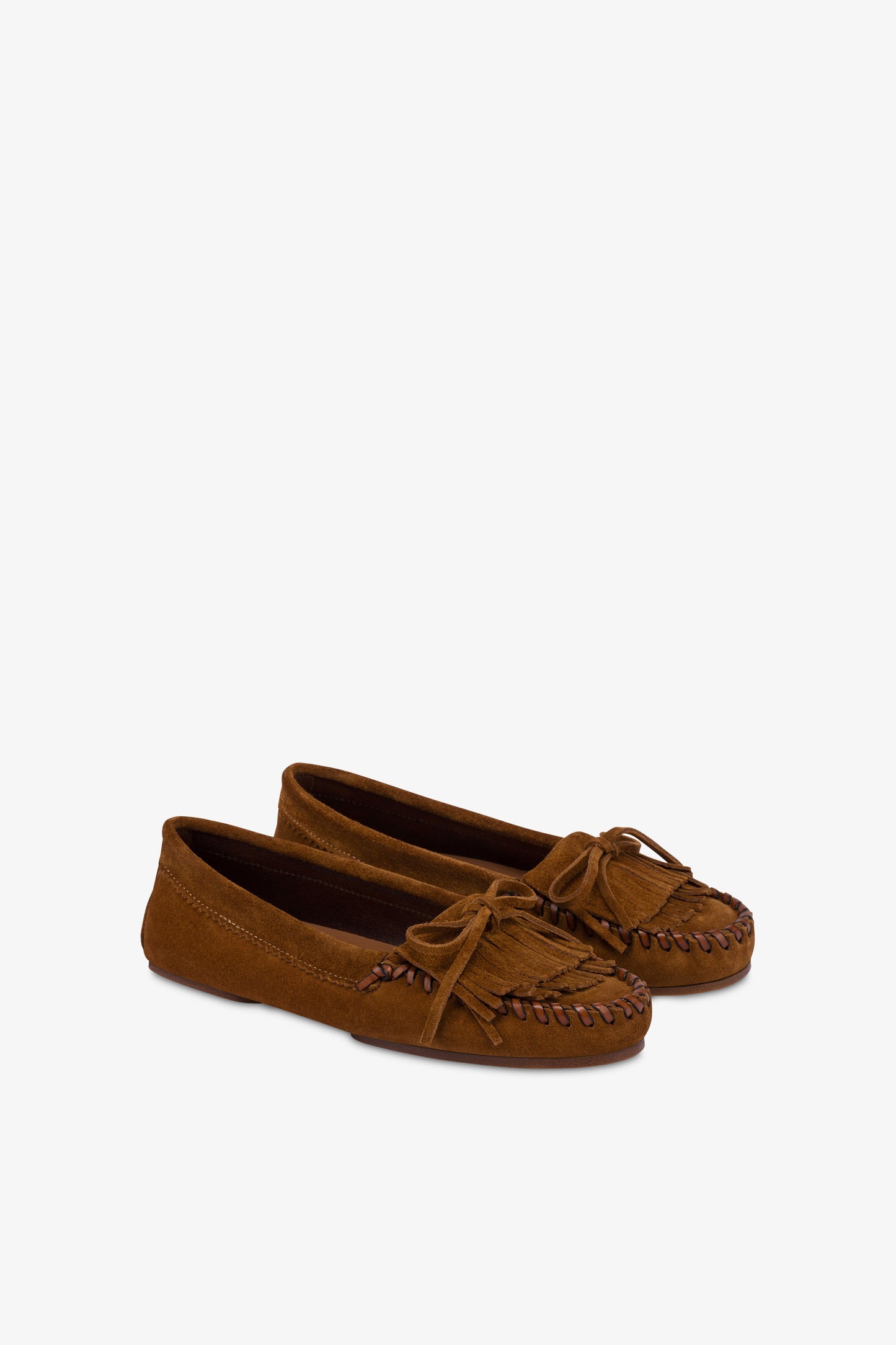 Loafers in cognac suede leather