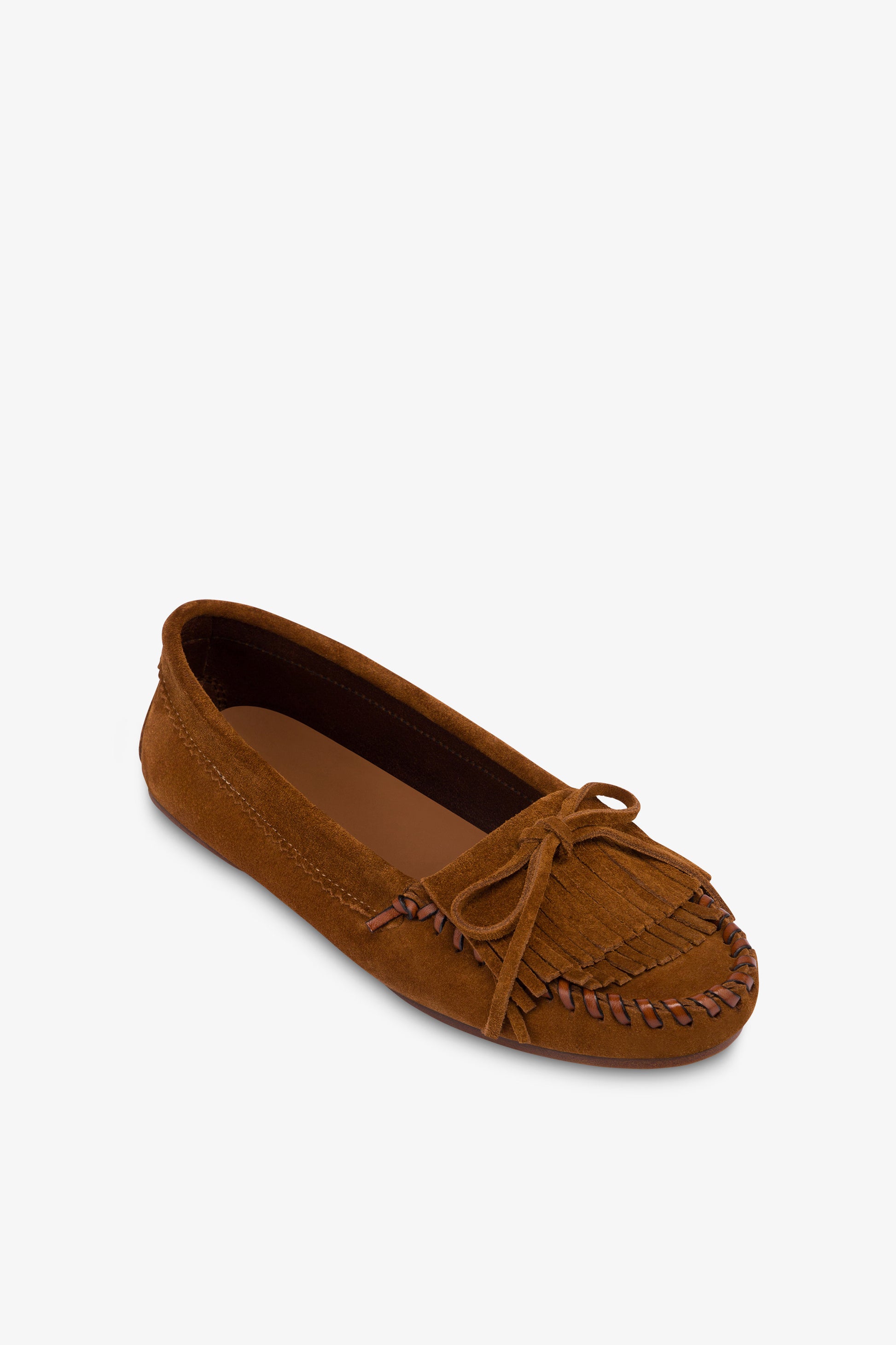 Loafers in cognac suede leather