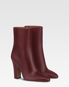 Bottines en cuir de veau rouge sombre