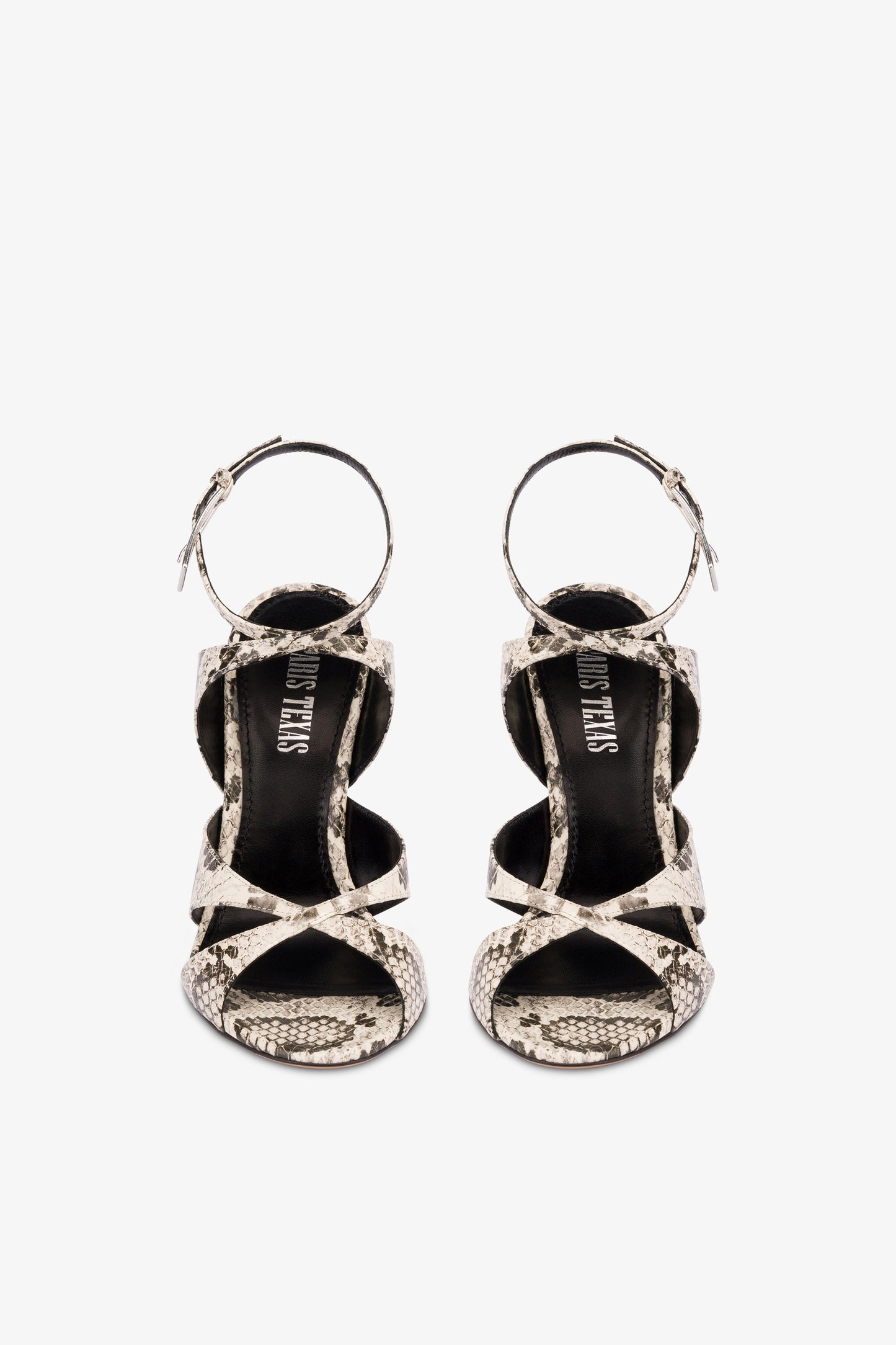 Sandals in white python-print leather