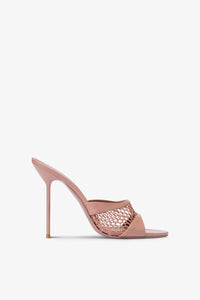 Mules in Texas rose and dark phard mesh and patent leather