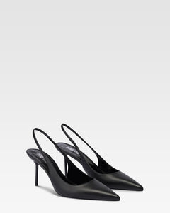 Slingbacks in black leather