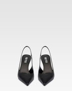Slingbacks in black leather