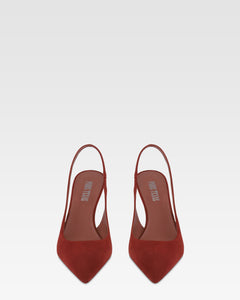 Slingbacks in brandy suede leather