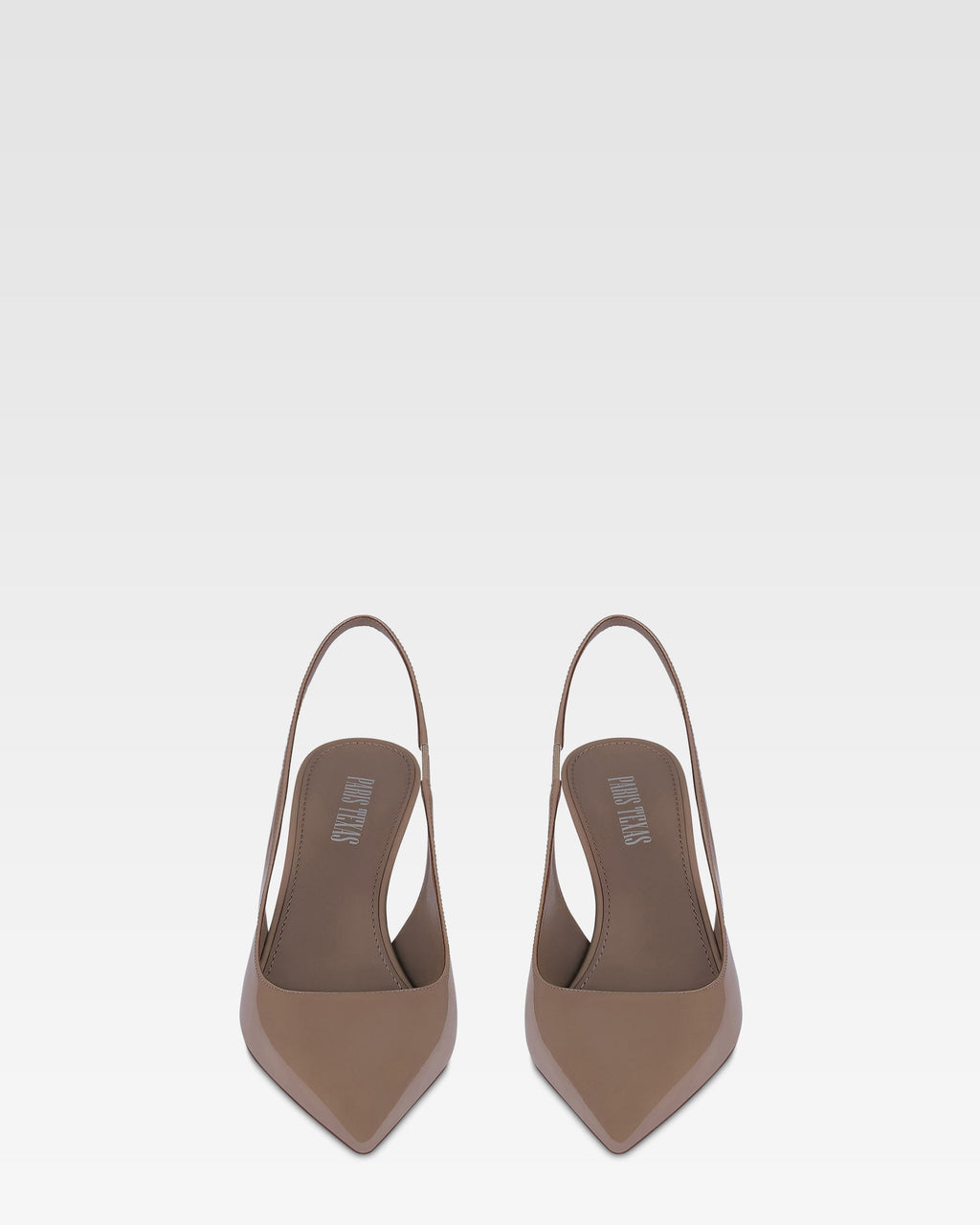 Slingbacks in taupe patent leather