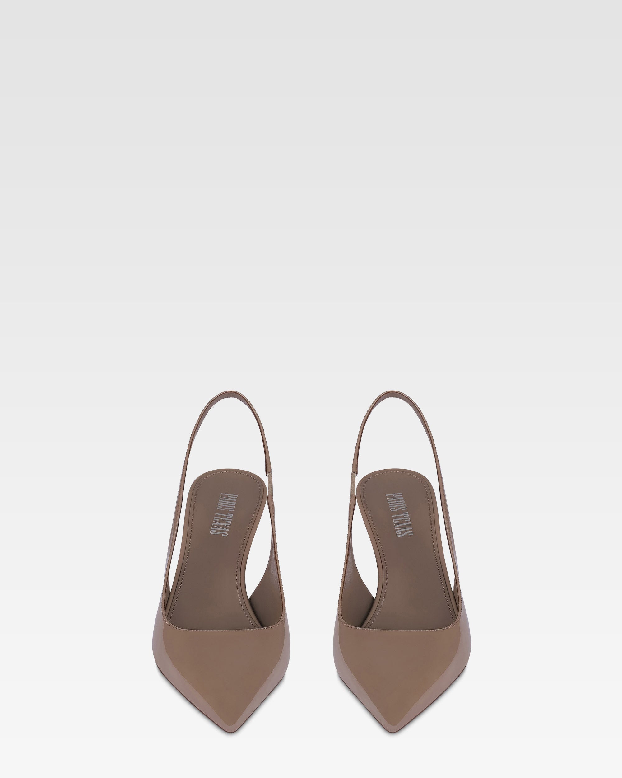 Slingbacks in taupe patent leather