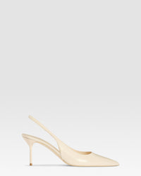Slingbacks in denim-colored patent leather — IVORY