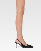 Slingbacks in black patent leather