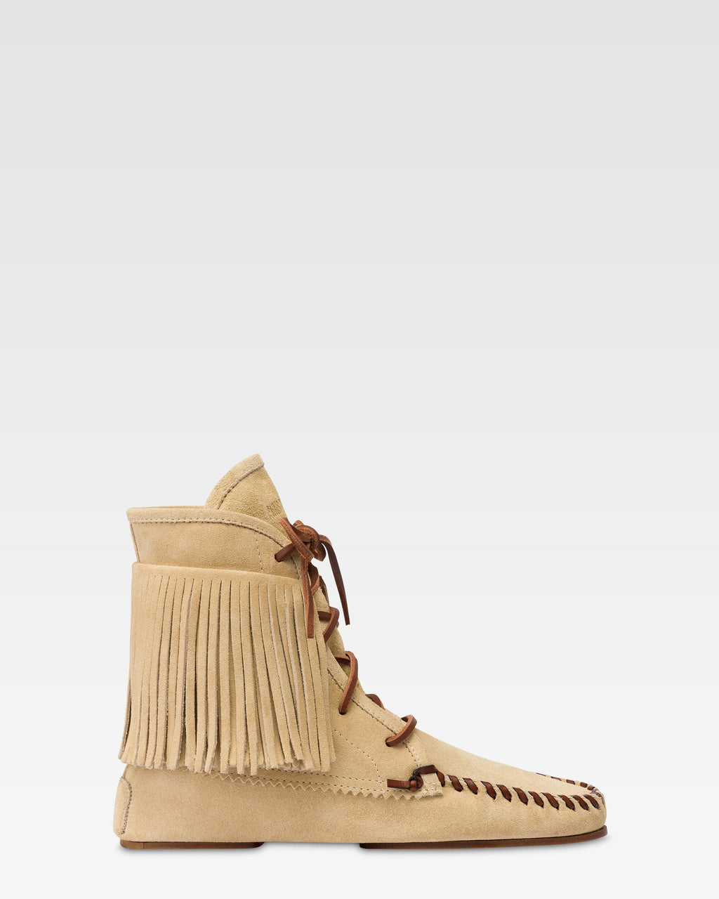 Boots in ecru suede leather