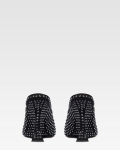 Sabots in raso nero con cristalli