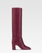 Bottes en cuir de veau rouge sombre