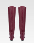 Bottes en cuir de veau rouge sombre