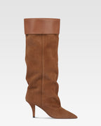 Bottes en cuir suede de veau marron clair