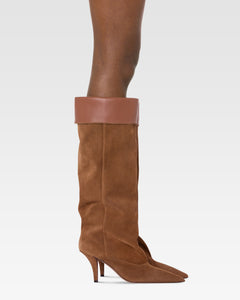 Bottes en cuir suede de veau marron clair