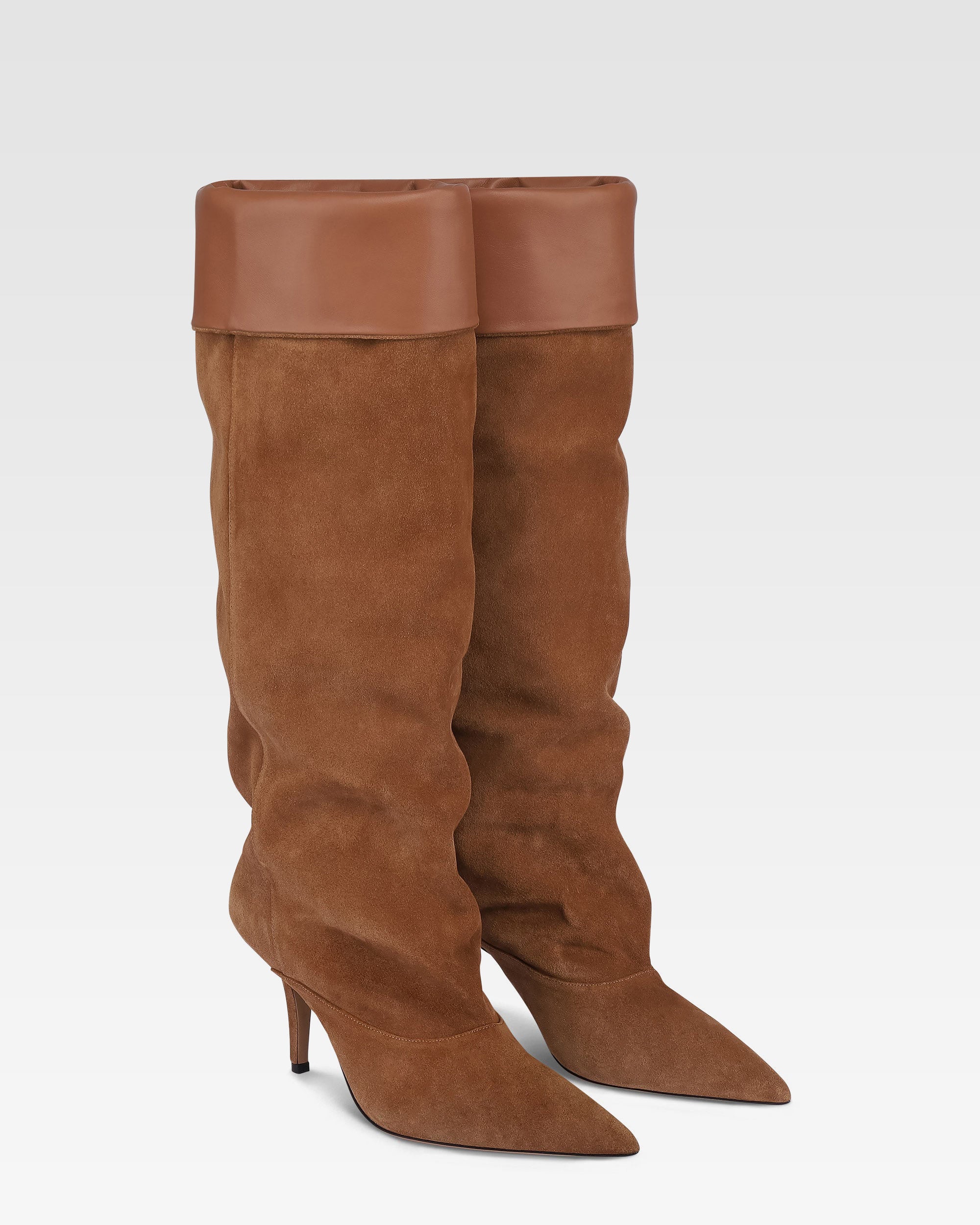 Bottes en cuir suede de veau marron clair
