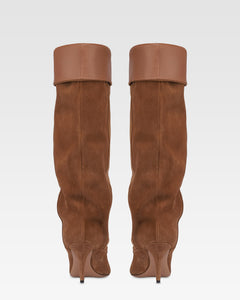 Bottes en cuir suede de veau marron clair