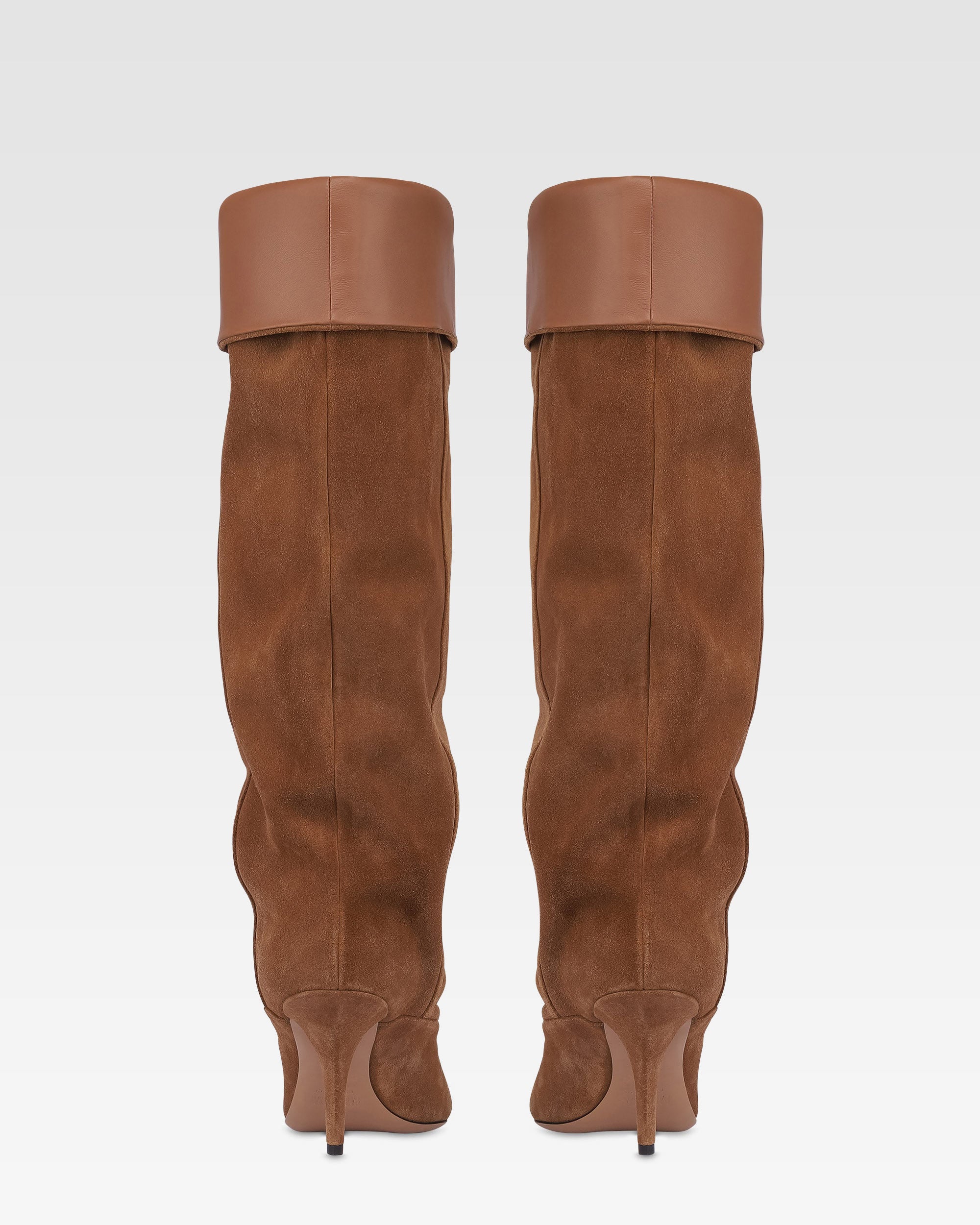 Bottes en cuir suede de veau marron clair