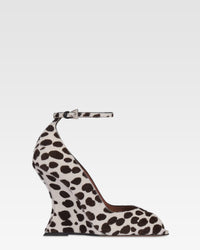 Pumps in cavallino stampato bianco e marrone scuro — White/Dark brown