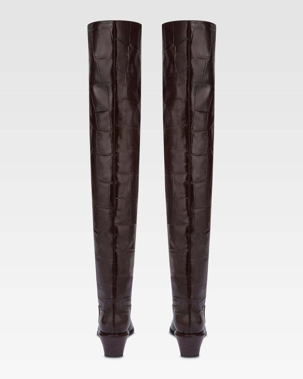 Stivali in pelle stampa coccodrillo color ebano