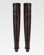 Stivali in pelle stampa coccodrillo color ebano