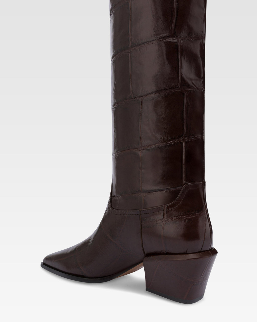 Stivali in pelle stampa coccodrillo color ebano