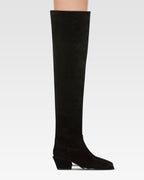 Over-the-knee boots in black calf suede leather