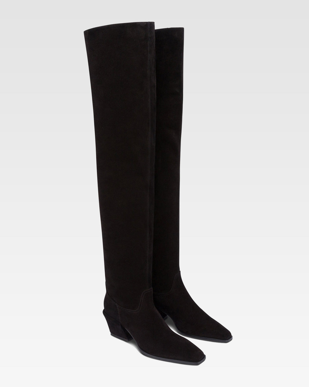 Over-the-knee boots in black calf suede leather