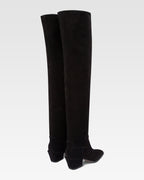 Over-the-knee boots in black calf suede leather