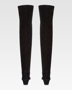 Over-the-knee boots in black calf suede leather