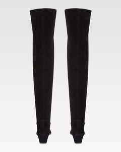 Over-the-knee boots in black calf suede leather