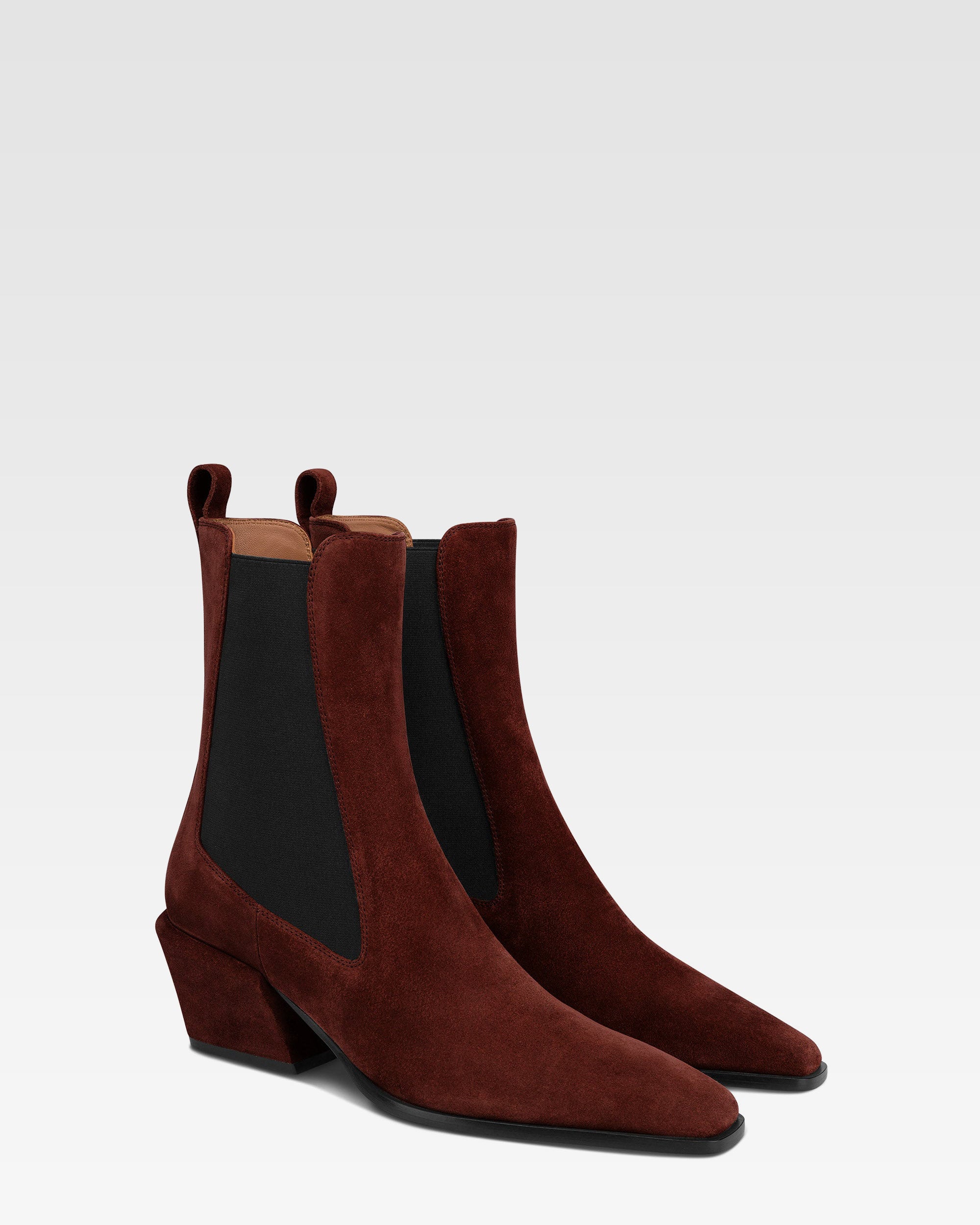 Ankle boots in mahogany calf suede leather