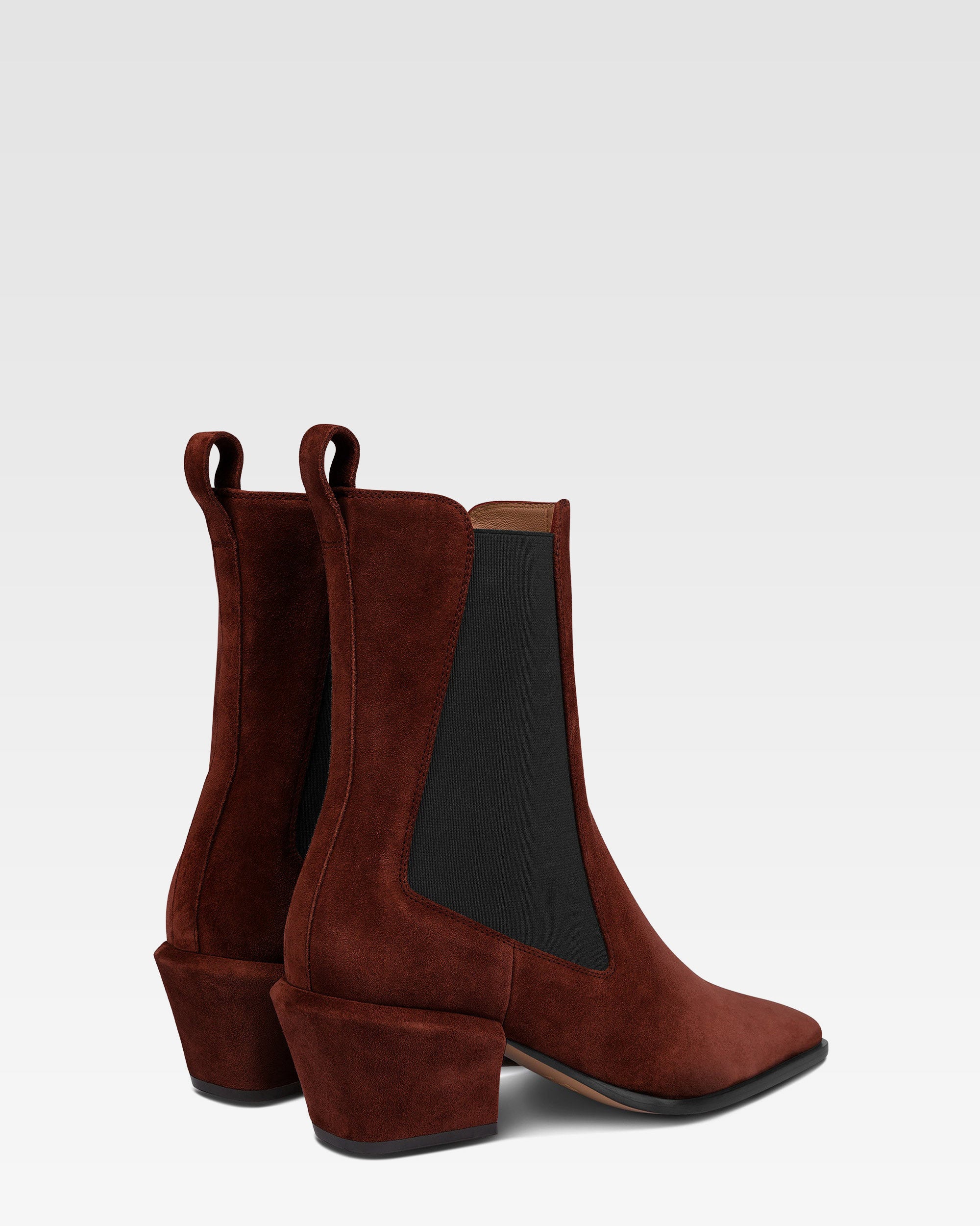 Ankle boots in mahogany calf suede leather