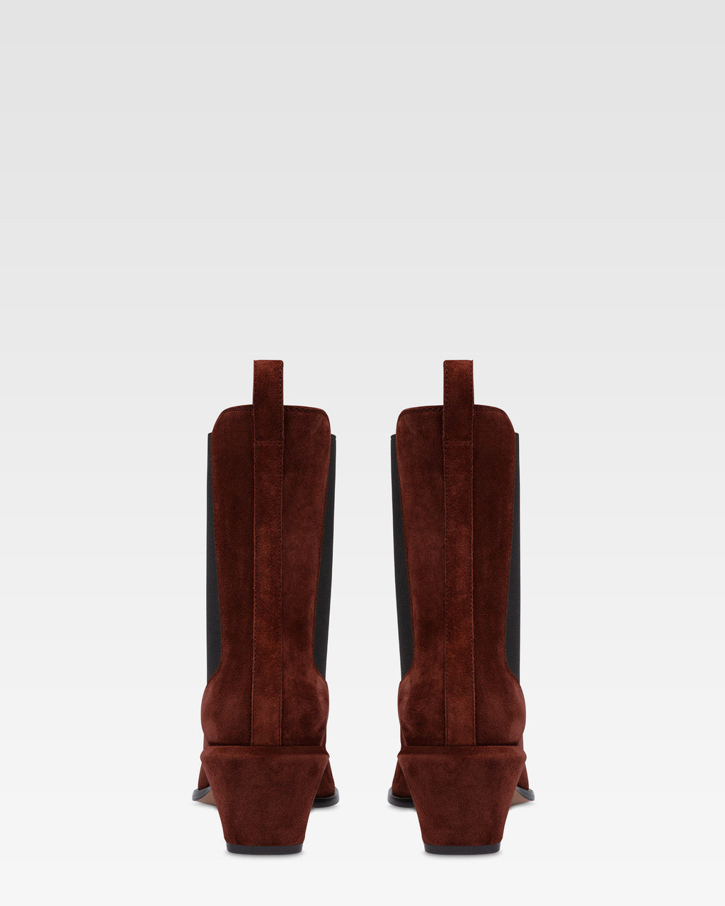 Bottines en cuir suede de veau couleur acajou