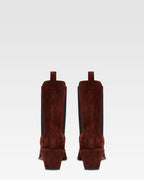 Bottines en cuir suede de veau couleur acajou